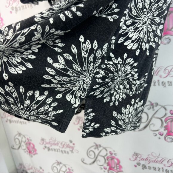 Karen Scott top shirt firework flowers floral  Black and White Floral Blouse - Picture 9 of 14